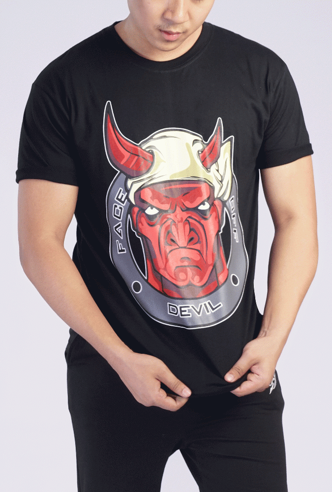 Devil  Design Printed T-shirt (Black)